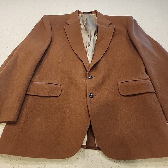 Options By Stafford Camel Hair Blazer 44L Brown Men's Suit Jacket - Picture 4 of 9